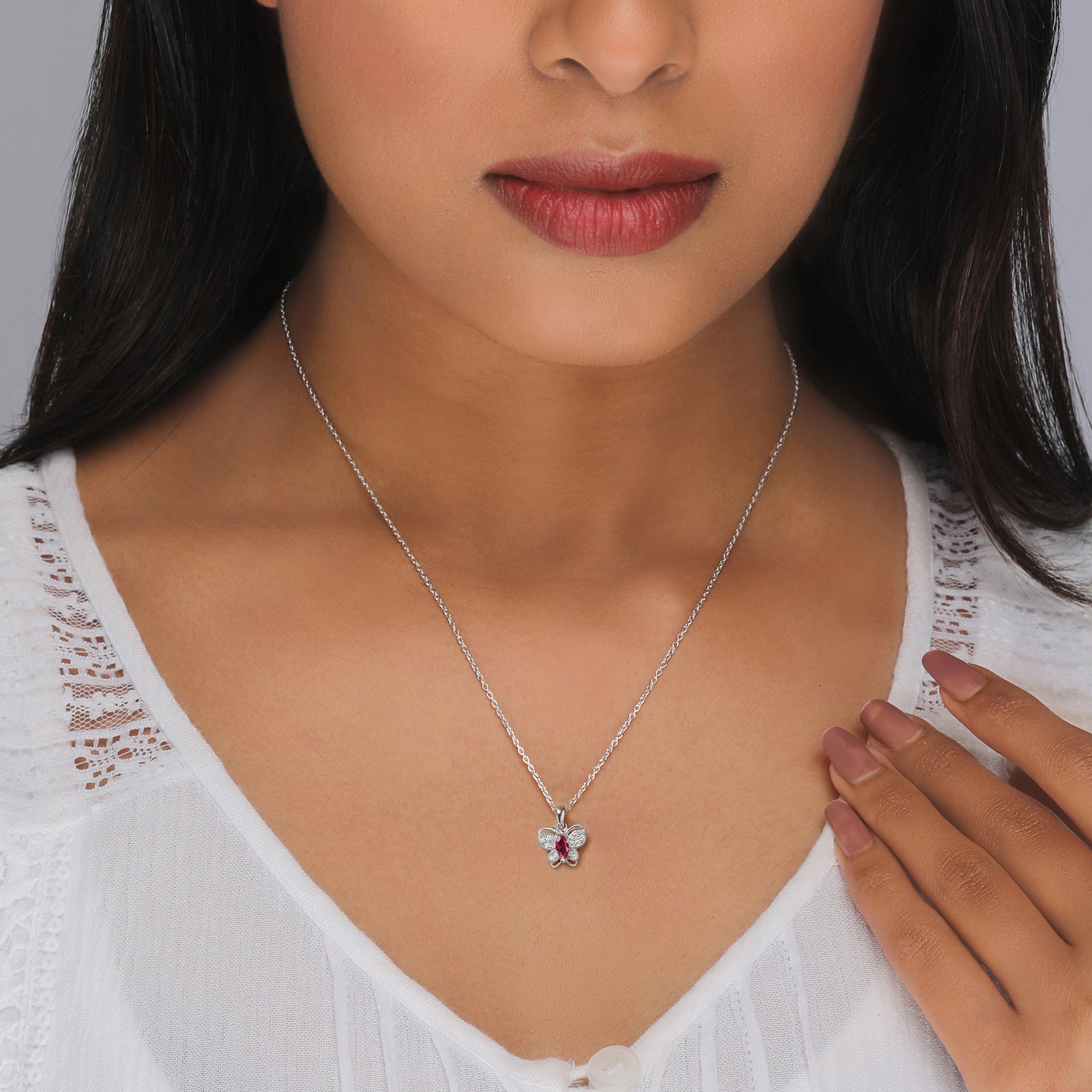 Sorellaz Womens White Butterfly Pendant Necklace Metal Chain Price in India  - Buy Sorellaz Womens White Butterfly Pendant Necklace Metal Chain Online  at Best Prices in India | Flipkart.com